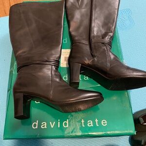 Wide calf black knee-high boots